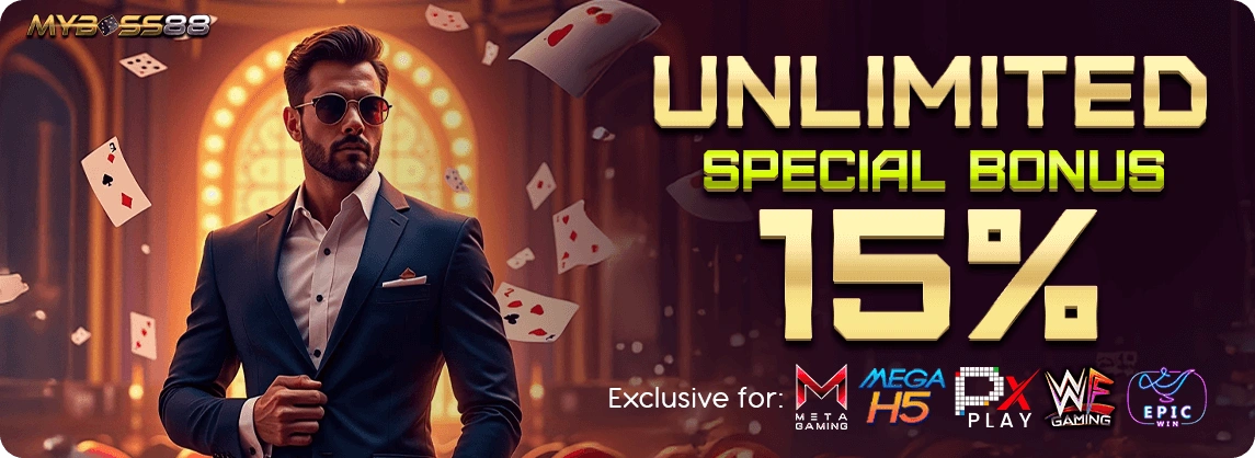 MyBoss88 unlimited 15 percent special bonus casino promotion Malaysia live gaming providers