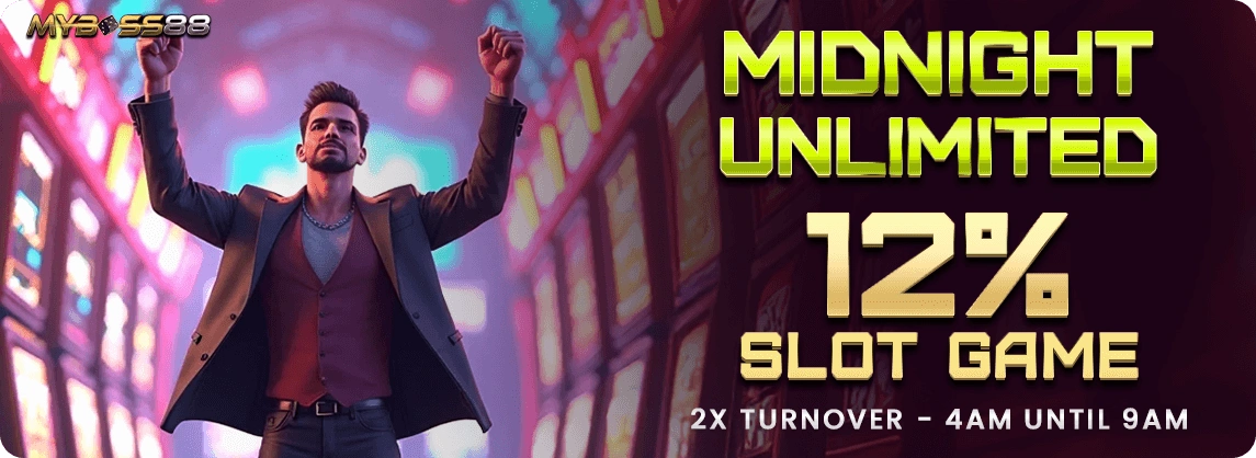 MyBoss88 Midnight Unlimited Slot 12 percent promotion banner Malaysia
