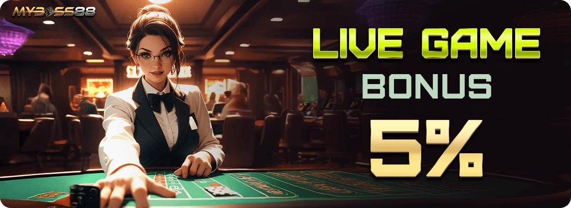 MyBoss88 Live Game Bonus 5 percent promotion banner Malaysia