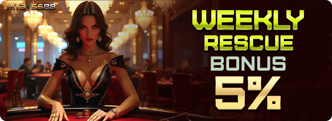 MyBoss88 Weekly Rescue Bonus 5 percent promotion banner Malaysia