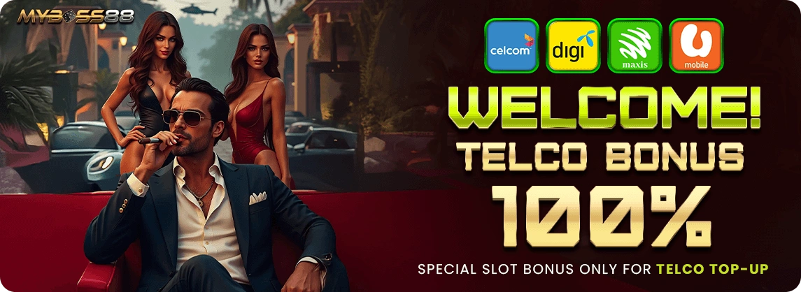 MyBoss88 Telco Welcome Bonus 100 percent promotion banner Malaysia