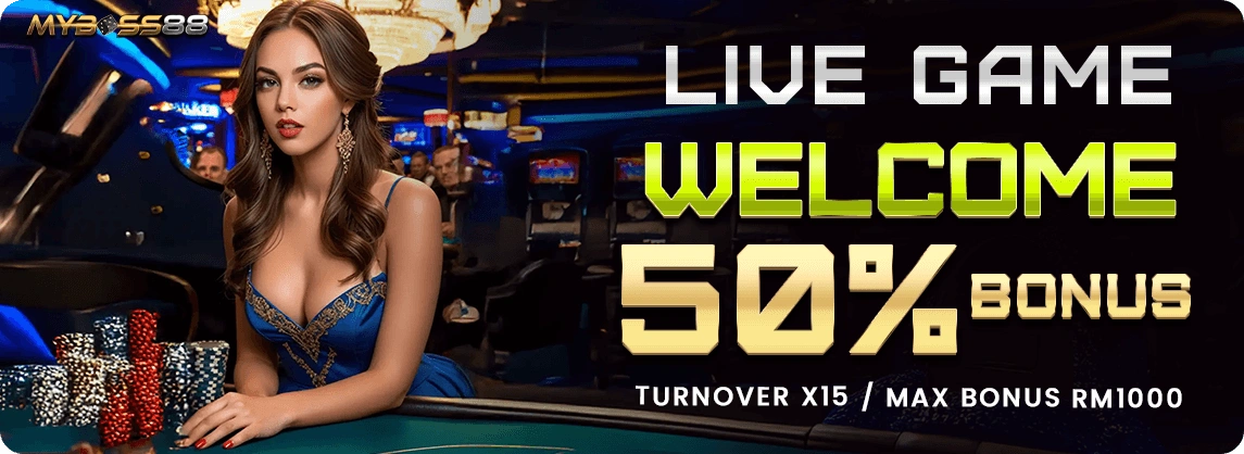MyBoss88 Live Welcome Bonus 50 percent promotion banner Malaysia
