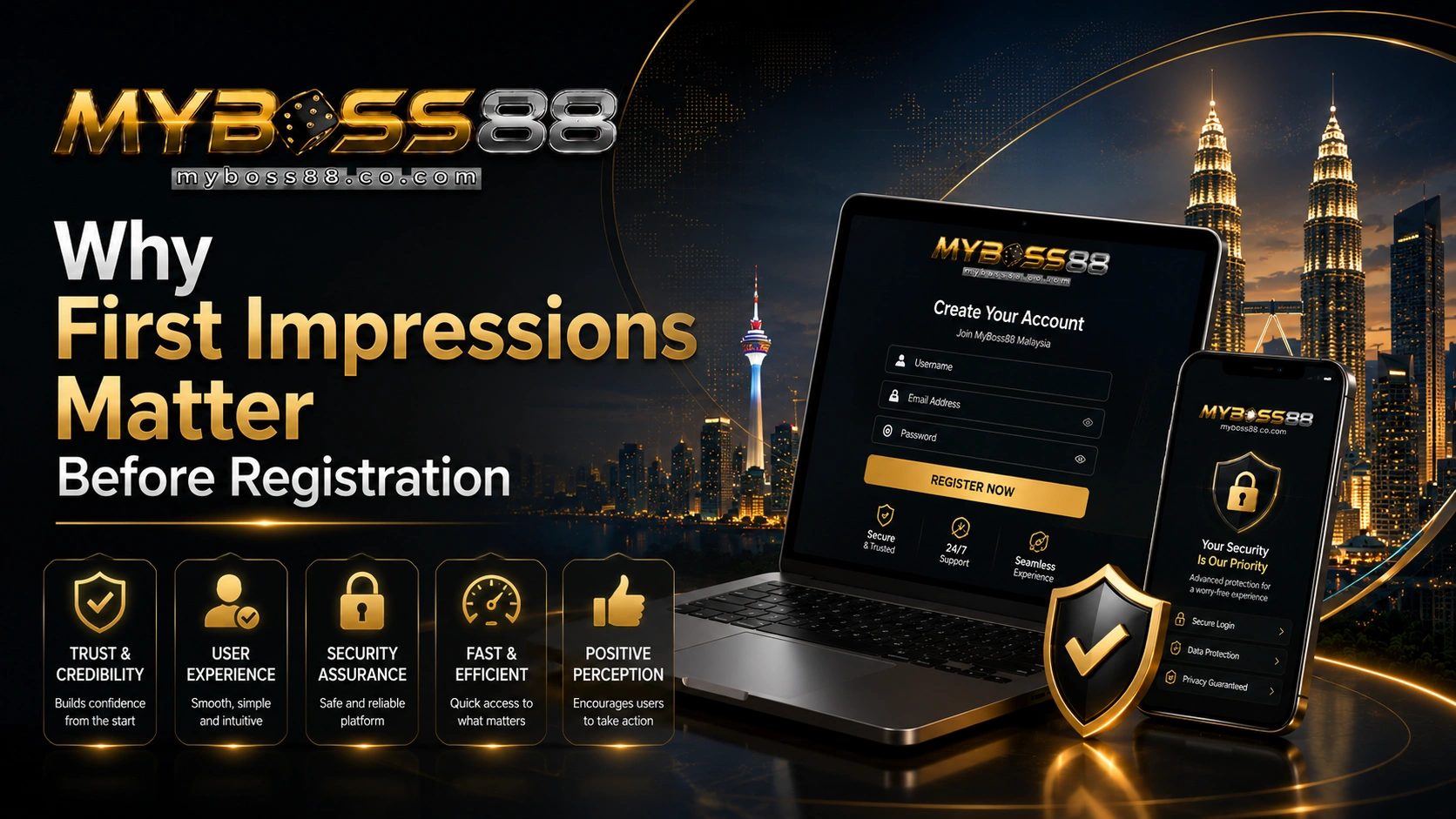 Why first impressions matter before registration on MyBoss88 Malaysia including trust, credibility, user experience, and platform security