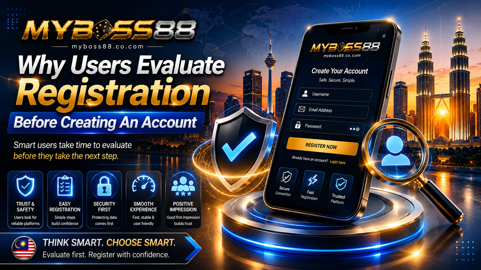 Why users evaluate registration before creating an account on MyBoss88 Malaysia including security, registration process, and platform trust